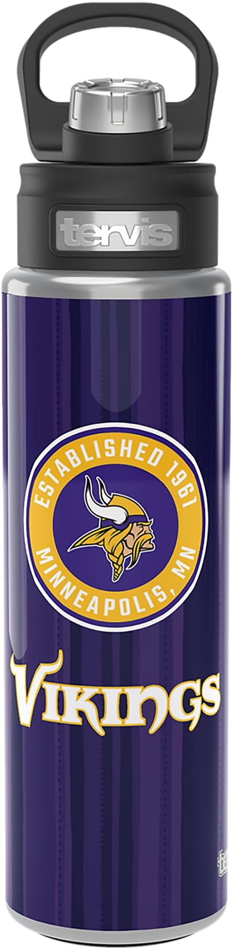 Tervis NFL Minnesota Vikings - All In Triple Walled Insulated Tumbler Travel Cup Keeps Drinks Cold, 24oz Wide Mouth Bottle, Stainless Steel