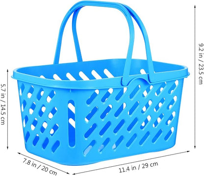 Alipis Play Grocery Basket Mini Shopping Basket Plastic Grocery Basket with Handle, Toys Storage Organizer Kitchen Storage Baskets, Blue, 2Pcs