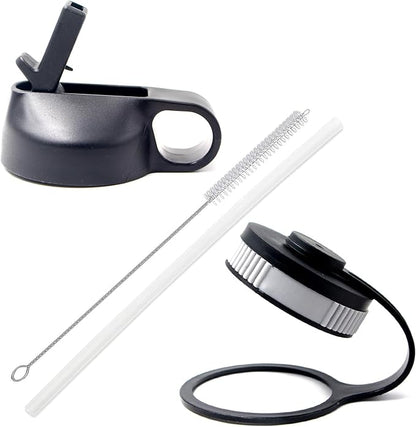 22 oz Soccer Water Bottle, Wide Mouth Travel Sports Flask with 2 Lids（Straw Lid+Flex Cap）BPA Free 18/8 Stainless Steel Double Wall Vacuum Insulated Water Bottles (22oz, Soccer)