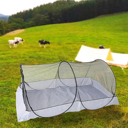 Akiky Black Mosquito Net Pop Up Bed Net Tent with Gray Bottom Portable&Foldable Bed Canopy for Bunk Bed Twin/Twin XL Bed Sleeping Tent for Indoor Outdoor