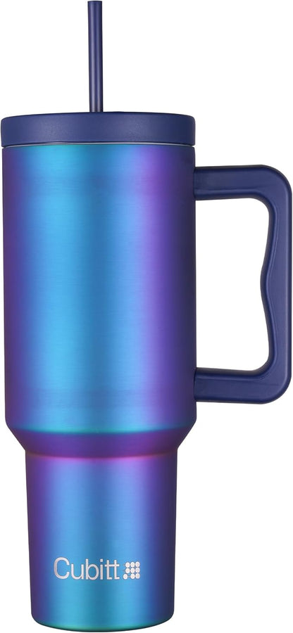 Cubitt Insulated Stainless Steel 40 oz Tumbler with Handle and Straw Lid, Cupholder friendly