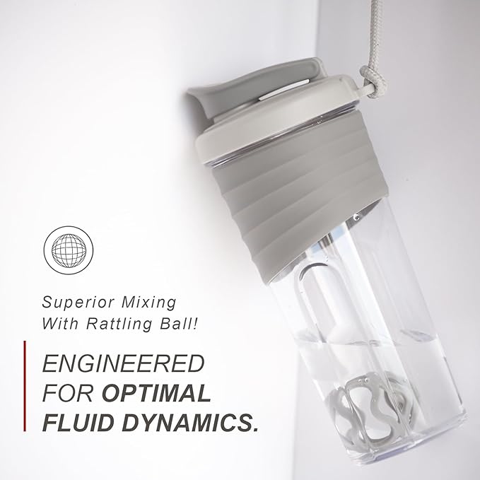 Shaker Bottle for Protein Mixes，24 oz，Protein Shaker Bottles with Whisk Ball, Mixer Bottle, Protein Bottle,Portable Pre Workout Whey Protein Drink Shaker Cup，Gray