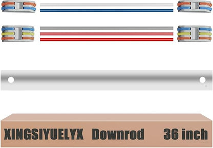 36" Ceiling Fan Downrod, 【1 Outside Diameter】 Matte White Extended Downrod, including 4 Wire Connectors and 5 Extension Wires (No Threads)