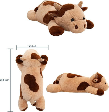 25.6 inch 5 lbs Cow Weighted Stuffed Animals, Large Weighted Plush Animal, Cute Plush Toy Pillow, Soft Kawaii Plushie Gifts for Adults, Kids, Boys and Girls