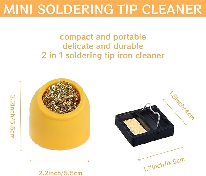 Kaisiking Soldering Iron Tip Cleaner Kit 3Pcs Solder Tip Cleaning Brass Wire with Silicone Holder & Soldering Iron Stand, Non-slip Solder Tip Cleaners Accessories