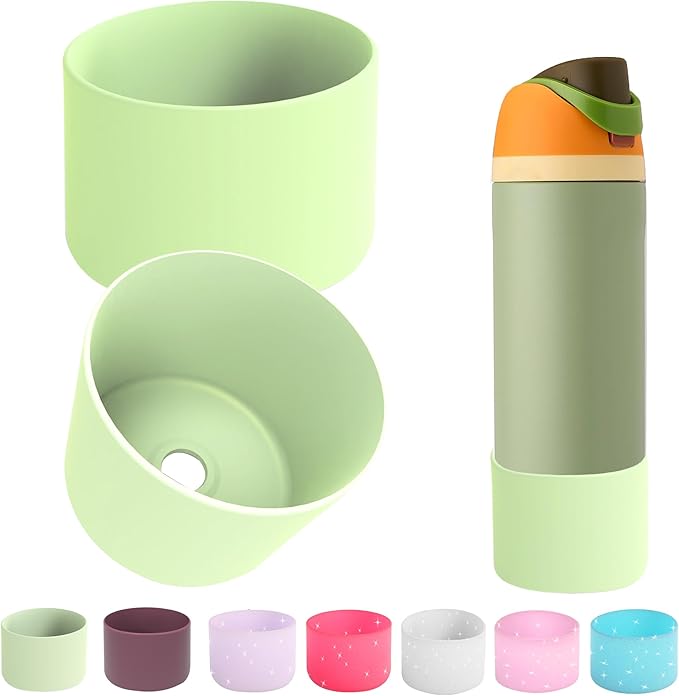 2PCS Silicone Water Bottle Boot for Owala 24oz 32oz 40oz,Anti-Slip Protective Sleeve Bottom Bumper Protector for FreeSip, Twist, and Flip Water Bottles