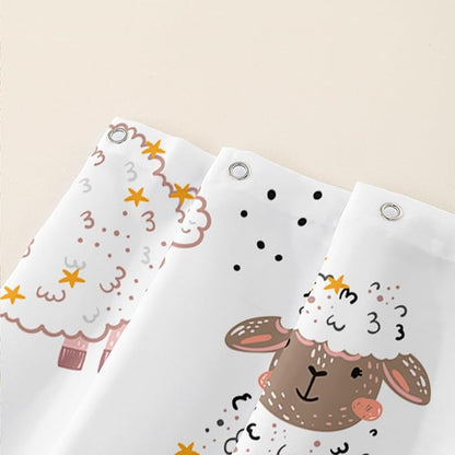 AILONEN Cute Sheep Kids Shower Curtain for Bathroom,Sheep Moon Clouds Kids Creative Rainbow Waterproof Bath Curtain,Modern Minimalist White Curtain with 12 Plastic Hooks(72" W*78" H)