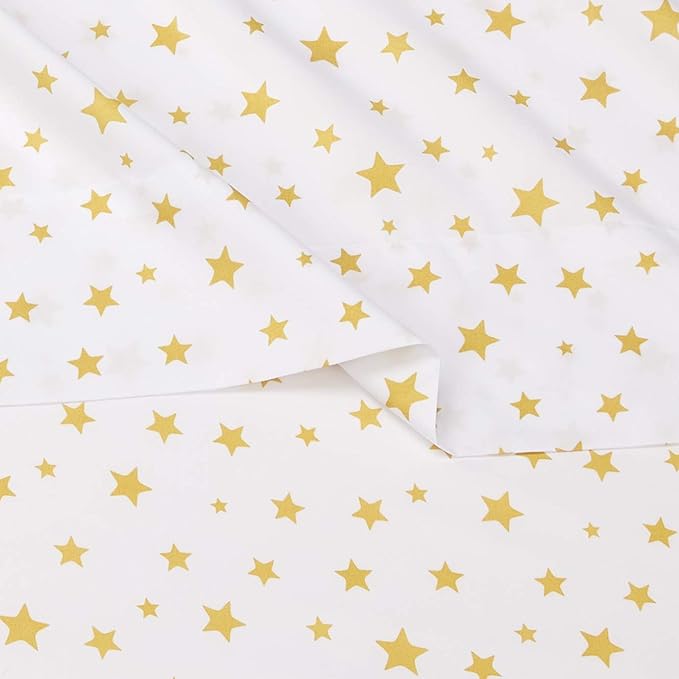 Amazon Basics Kid's Soft Easy-Wash Lightweight Microfiber 3-Piece Sheet Set, Toddler, Multi Color, Starry Stars