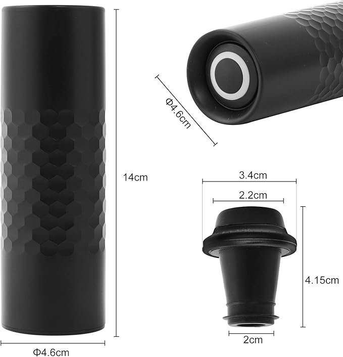 Automatic Wine Saver Pump Set for Red Wine with 4 Reusable Vacuum Bottle Sealer Stoppers USB Type-C Charging - Black