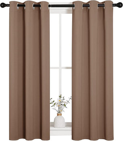 NICETOWN Blackout Window Curtains and Drapes for Kitchen, Set of 2, 29 by 40 Inch, Cappuccino, Window Treatment Thermal Insulated Solid Grommet Blackout Drapery Panels