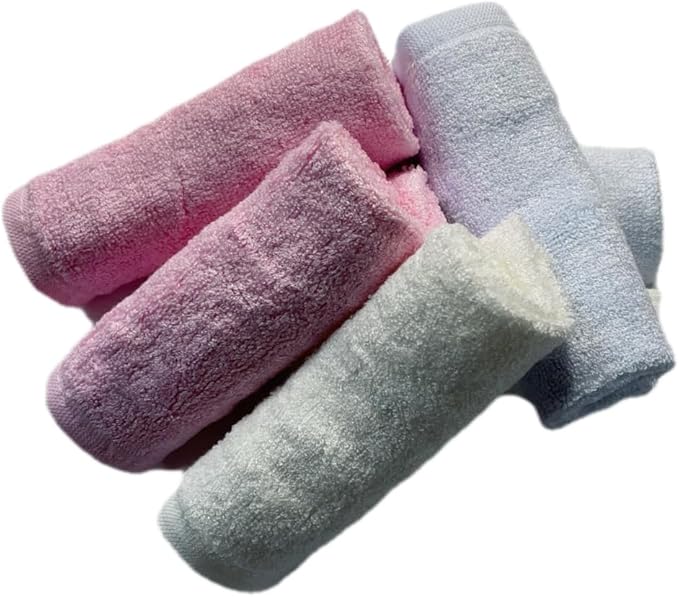 6pcs Soft and Safe 100% Bamboo Washcloths for Baby Face, Natural and Gentle Baby Wash Cloths, 10 * 10 inch Multi-Purpose Bamboo Face Cloths Towel