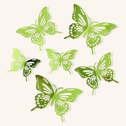 48Pcs 3D Butterfly Wall Decor 3 Sizes 3 Styles, Butterfly Decorations Party Birthday Cake Decoration, Removable Butterfly Wall Stickers for Kids Nursery Wedding Bedroom Room Decor (Green)