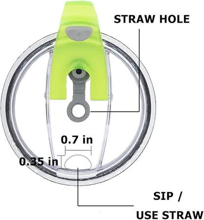 3 Packs Lids for 20oz Tumblers, CNYMANY Spill-proof Splash Resistant Straw-friendly Cover for Old Style Rtic, Ozark Trail 20 oz. Cups - Green, Rose Red, Gray