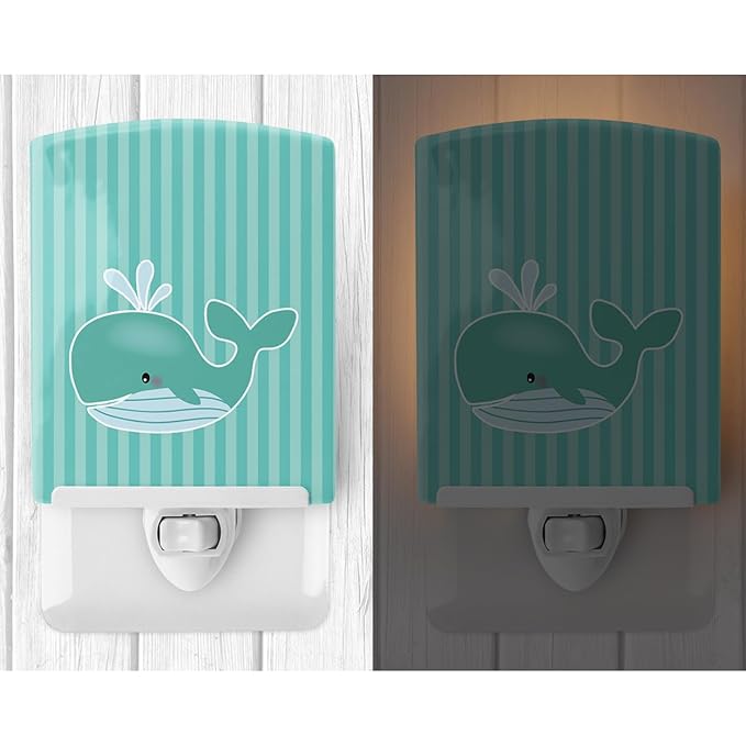 Caroline's Treasures BB7125CNL Whale Ceramic Night Light Compact, UL-Certified, Ideal for Bedroom, Bathroom, Nursery, Hallway, Kitchen, 6x4x3, Multicolor