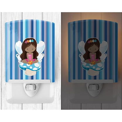 Caroline's Treasures BB6917CNL Fairy Blue Stripes Ceramic Night Light Compact, UL-Certified, Ideal for Bedroom, Bathroom, Nursery, Hallway, Kitchen, 6x4x3, Multicolor