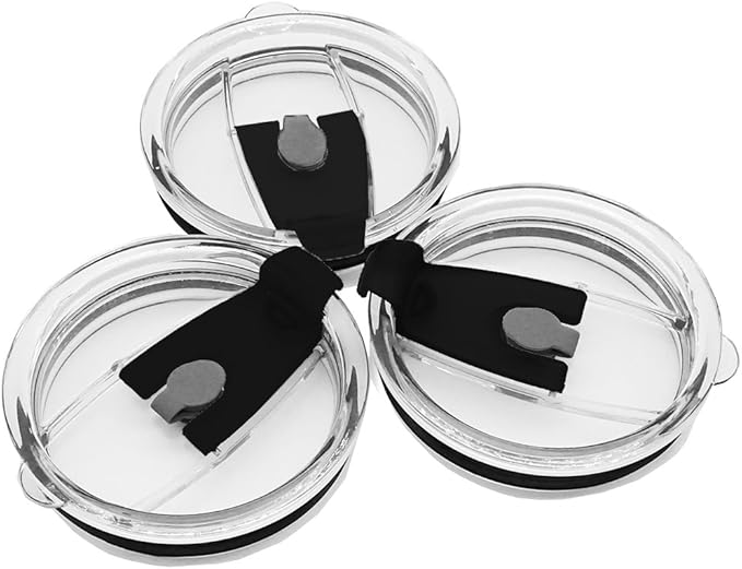 3 Packs Lids for 30oz Tumblers, Spill-proof Splash Resistant Straw-friendly Cover for Old Style Rtic, Ozark Trail 30 oz. Cups - Black