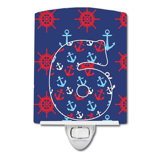 Caroline's Treasures BB8877CNL Nautical Month 6 Ceramic Night Light Compact, UL-Certified, Ideal for Bedroom, Bathroom, Nursery, Hallway, Kitchen, 6x4x3, Multicolor