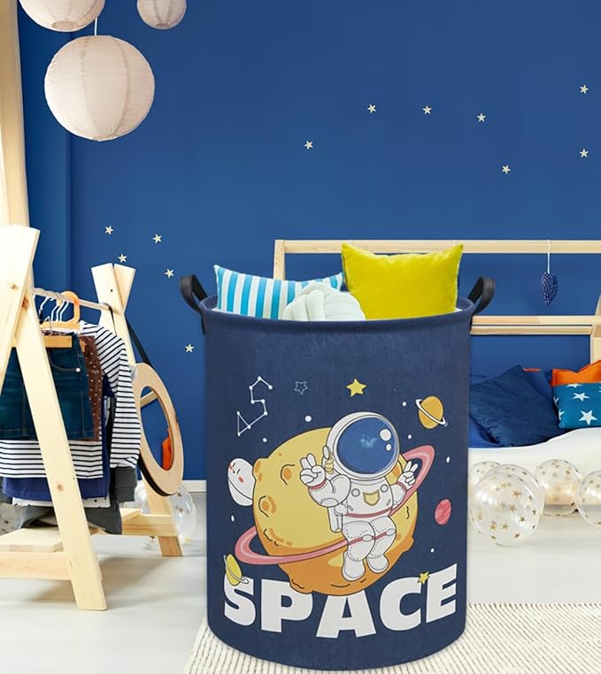 Astronaut Kids Laundry Basket Baby Hamper Space Astronaut Toy Storage Bin for Boys Room Decor Baby Nursery Hamper Gift Baskets for Bedroom Bathroom(Space Astronaut)