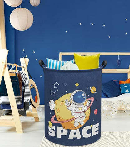 Astronaut Kids Laundry Basket Baby Hamper Space Astronaut Toy Storage Bin for Boys Room Decor Baby Nursery Hamper Gift Baskets for Bedroom Bathroom(Space Astronaut)