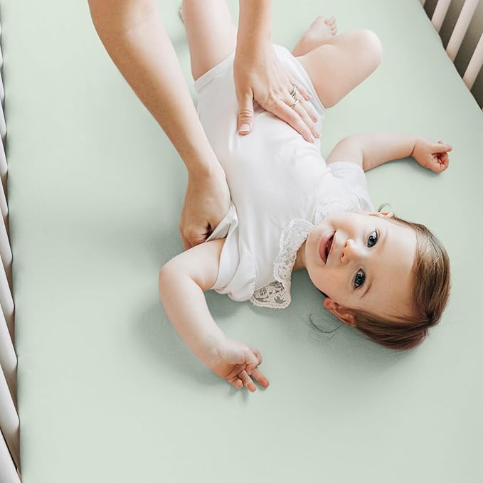 2-Pack Crib Sheets for Boys,Girls - Viscose Derived from Bamboo Fitted Crib Sheet, Organic Baby Crib Sheets, Crib Mattress Sheet,Toddler Bed Sheets,Baby Sheets for Crib Fitted Sheets(Sage)