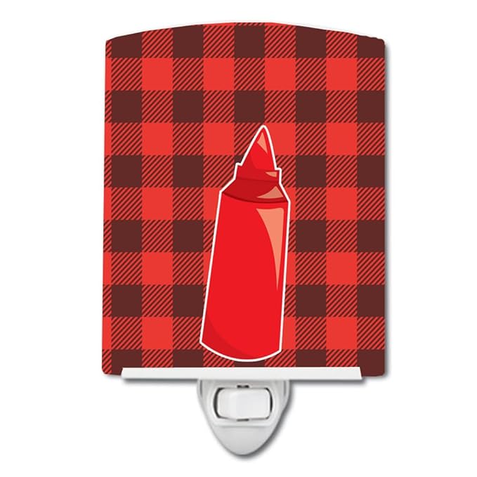 Caroline's Treasures BB8638CNL Backyard BBQ Ketchup Ceramic Night Light Compact, UL-Certified, Ideal for Bedroom, Bathroom, Nursery, Hallway, Kitchen, 6x4x3, Multicolor