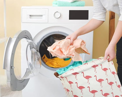 Pink Laundry Hamper,Kids Laundry Basket,Girls Hamper for Girls Room Decor,Nursery Hamper,Toy Bins,Bedroom. (Flamingo)