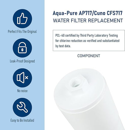 AP717 Inline Water Filter, Compatible with 3M Aqua-Pure Inline Water Filtration System AP717, 5560222, W/Scale Inhibitor (2 Pack)