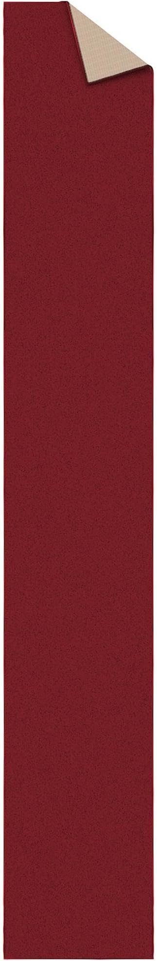 Machine Washable Modern Solid Design Non-Slip Rubberback 2x12 Traditional Runner Rug for Hallway, Kitchen, Bedroom, Living Room, 1'10" x 12', Red