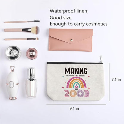 21st Birthday Gifts for Her, 21 Years Old Birthday Gifts Makeup Bag for Friend, Sister, Daughter, Her, Travel Toiletry Makeup Organizer Zipper Pouch - Making The World a Better Place Since 2003