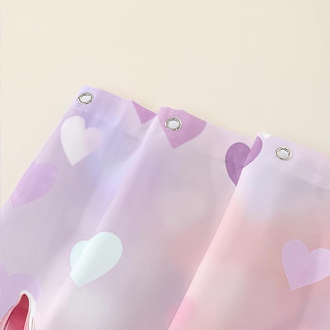 AILONEN Kawaii Llama Shower Curtain for Kids Girls,Watercolor Llama Alpaca Theme Bath Curtain,Boho Llama Hearts Print Pink Shower Curtain Waterproof for Bathroom with 12 Plastic Hooks, 72" W*78" H