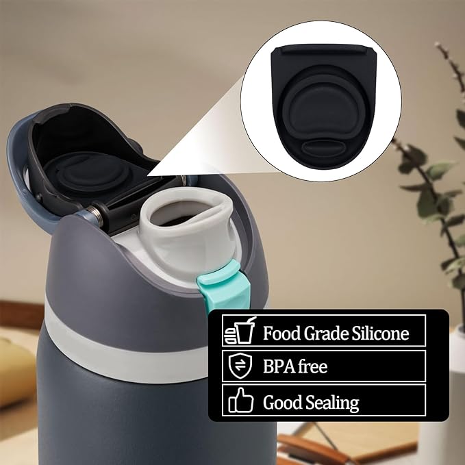 4Pcs Replacement Stopper Compatible with Owala FreeSip 19/24/32/40oz, Bottle Top Lid Stopper,Silicone Seal Bottle Cap Mouth Stopper Gasket, Replacement Parts for Owala 24oz 32oz, Black