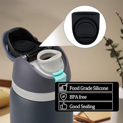 4Pcs Replacement Stopper Compatible with Owala FreeSip 19/24/32/40oz, Bottle Top Lid Stopper,Silicone Seal Bottle Cap Mouth Stopper Gasket, Replacement Parts for Owala 24oz 32oz, Black