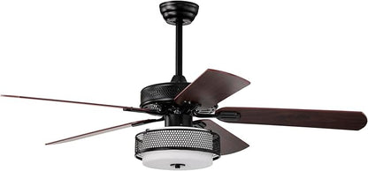 Alistair Matte Black Lighted Ceiling Fan Wooden 5-Blade with Remote