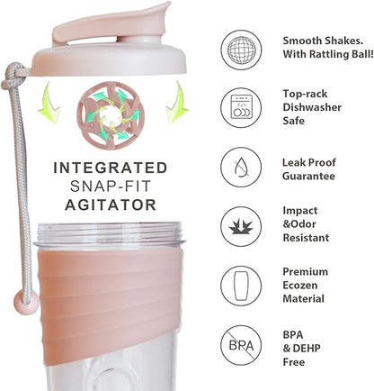 Shaker Bottle for Protein Mixes，24 oz，Protein Shaker Bottles with Whisk Ball, Mixer Bottle, Protein Bottle,Portable Pre Workout Whey Protein Drink Shaker Cup，Pink