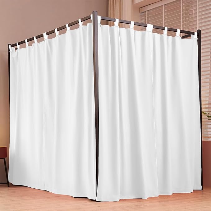 Akiky Canopy Bed Curtains 4 Corner Bed Canopies White Canopy Curtains Panel 8 Drapery Panel Curtain for All Bed Sizes