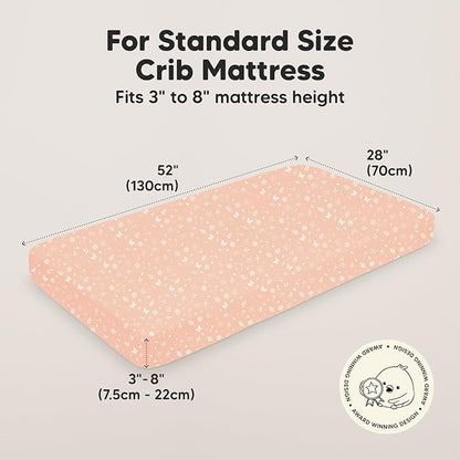 2-Pack Crib Sheets for Boys,Girls - Viscose Derived from Bamboo Fitted Crib Sheet, Organic Baby Crib Sheets, Crib Mattress Sheet,Toddler Bed Sheets,Baby Sheets for Crib Fitted Sheets(Butterflies)