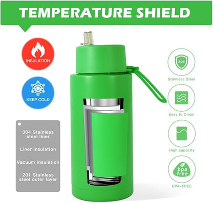 AGH Stainless Steel Insulated Bottle with Straw, 30oz Double Wall Vacuum Insulated Water Bottle, Wide Mouth Thermos Water Bottle for Hot Drinks/Cold Drinks, Travel Water Bottles for Gym & Sport