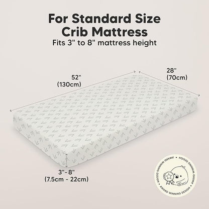 2-Pack Organic Crib Sheets for Boys, Girls - Jersey Fitted Crib Sheet, Baby Crib Sheets Neutral, Crib Mattress Sheet, Cotton Crib Sheets, Breathable Crib Sheet, Baby Mattress Sheets (Fleur)