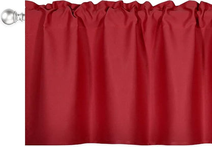 Red Valance for Windows 60x18 Inch Solid Thermal Insulated Blackout Rod Pocket Kitchen Short Curtain Toppers Valance for Bathroom Living Room 1 Panel