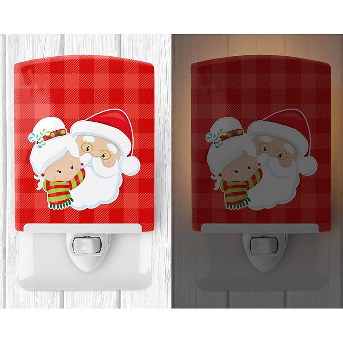 Caroline's Treasures BB9020CNL Christmas Santa Claus and Mrs Claus Ceramic Night Light Compact, UL-Certified, Ideal for Bedroom, Bathroom, Nursery, Hallway, Kitchen, 6x4x3, Multicolor
