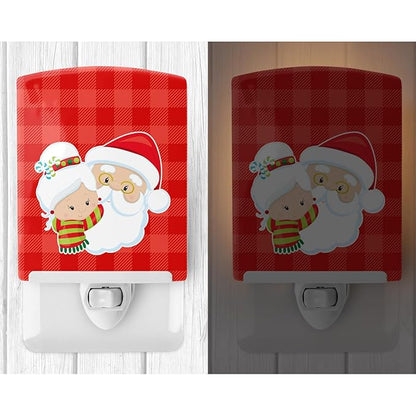 Caroline's Treasures BB9020CNL Christmas Santa Claus and Mrs Claus Ceramic Night Light Compact, UL-Certified, Ideal for Bedroom, Bathroom, Nursery, Hallway, Kitchen, 6x4x3, Multicolor