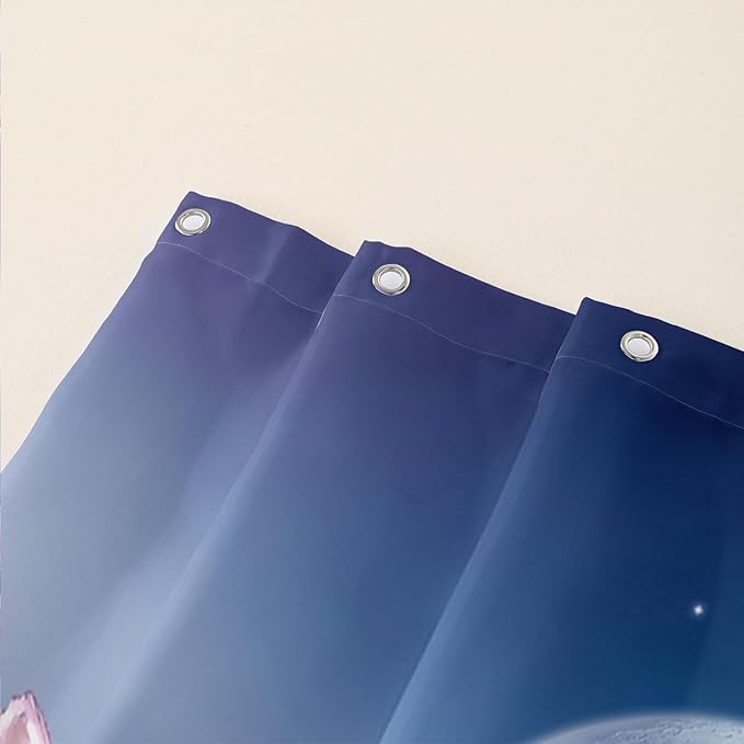 AILONEN Dreamy Unicorn Shower Curtain, Oil Painting Rose Waterproof Shower Curtain,3D Moon and Stars Girls Cloth Bath Curtain Set for Kids Teens Adults,48" W*72" H