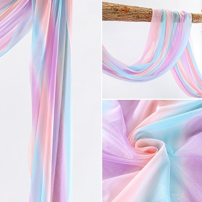Akiky Rainbow Bed Canopy Curtains for Girls Colorful Canopies Curtain Scarf -Great as Room Decor,Wedding decortion,Window Door Valance Curtain (Twin,Rainbow)