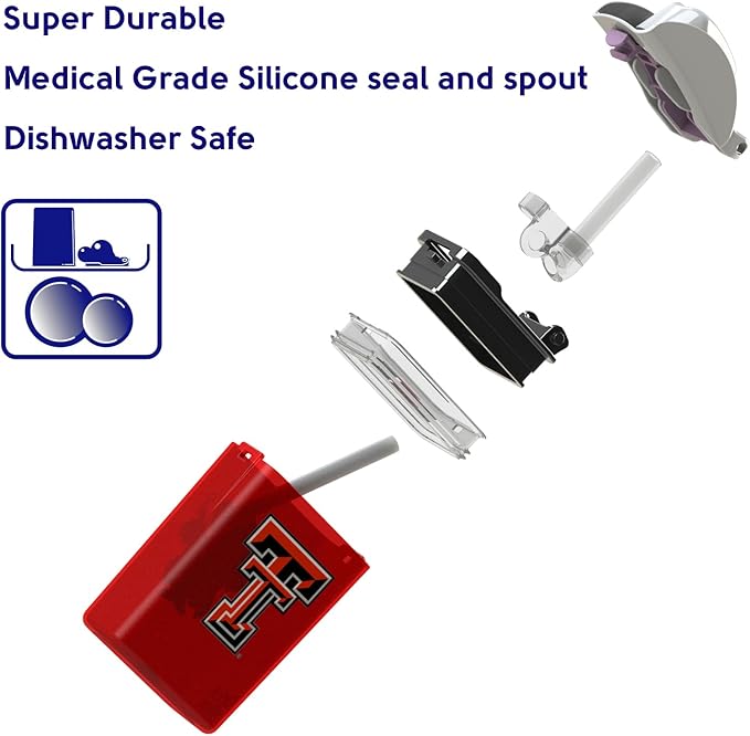 Reusable Water Bottle | Officially Licensed NCAA Sports Bottle |BPA Free | Dishwasher Safe | Texas Tech | Raider Red Officially Licensed NCAA - 8oz