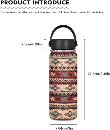 Aztec Horse Insulated Water Bottle 20 Oz for Hot Drink Wide Mouth Water Jug for Fitness, Gym and Outdoor Sports, Leak-proof