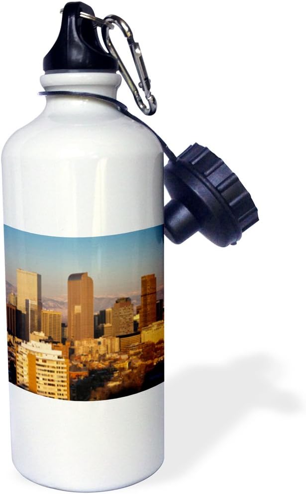 3dRose "Downtown skyline, Denver, Colorado, USA-US06 WBI0244-Walter Bibikow" Sports Water Bottle, 21 oz, White