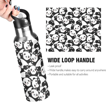 MNSRUU Insulated Water Bottle with Straw, Rainbow and Unicorns Stainless Steel Flasks for Sports Cycling Hiking School