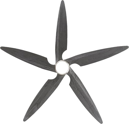 54 Inch Modern Ceiling Fan with Lights and Remote, 5 Wood Blades, 6-Speed Noiseless Reversible DC Motor with Replaceable Downrods for Bedroom Living Room Dining Room, Nickel and Gray