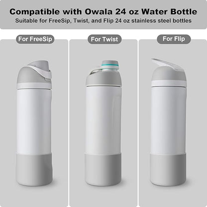2PCS Silicone Water Bottle Boot for Owala 24oz 32oz 40oz, Anti-Slip Protective Sleeve Bottom Bumper Protector for FreeSip, Twist, and Flip Stainless Steel Water Bottles