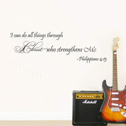 I Can Do All Thing Through Christ Who Strengthens Me Funny Inspiring Wall Sticker Decal Vinyl Sticker, Believe In Family Living Room Office School Classroom Library Gym Art Wall Decoration